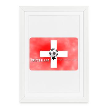 Football suisse Drapeau suisse avec football - Affiche encadrée (27 × 37 cm) - blanc - Devant