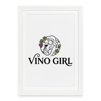 Fille Vino - Affiche encadrée (27 × 37 cm) - blanc - Devant