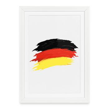 Drapeau allemand Coup de pinceau Éventail allemand - Affiche encadrée (27 × 37 cm) - blanc - Devant