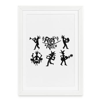 Sketch du groupe de rock and roll - Affiche encadrée (27 × 37 cm) - blanc - Devant
