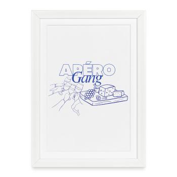 Plat d’apéritif, vin - Affiche encadrée (27 × 37 cm) - blanc - Devant