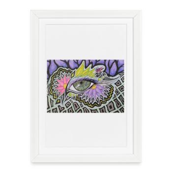 Psychedelic Single Eye Pattern - Framed poster (27 × 37 cm) - white - Front