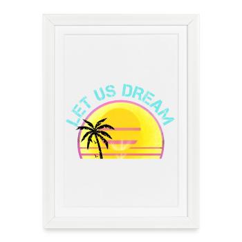Let Us Dream Sunset Palm Rétro et mélange vintage pour - Affiche encadrée (27 × 37 cm) - blanc - Devant