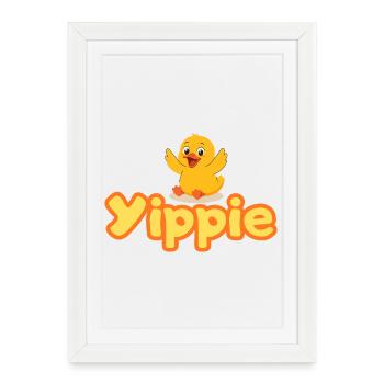 Canard Yippie - Affiche encadrée (27 × 37 cm) - blanc - Devant