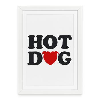 Heart Head Hot Dog - 031 - Framed poster (27 × 37 cm) - white - Front