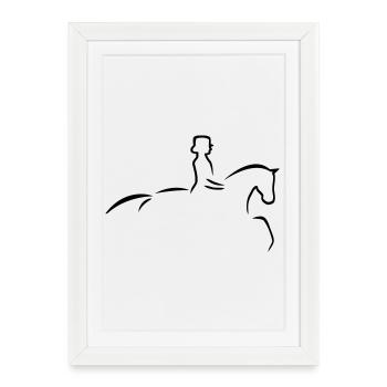 Cheval de dressage - Affiche encadrée (27 × 37 cm) - blanc - Devant