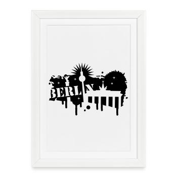 Berlin, Brandenburg Gate, and Victory Column - Framed poster (27 × 37 cm) - white - Front