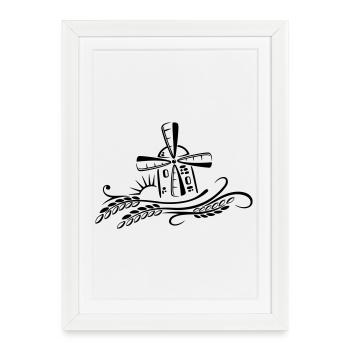 Baker, grain, mill, corn, sun - Framed poster (27 × 37 cm) - white - Front