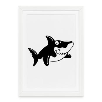 Funny Shark - Framed poster (27 × 37 cm) - white - Front