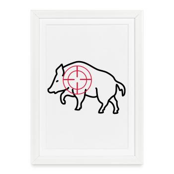 sanglier - Affiche encadrée (27 × 37 cm) - blanc - Devant