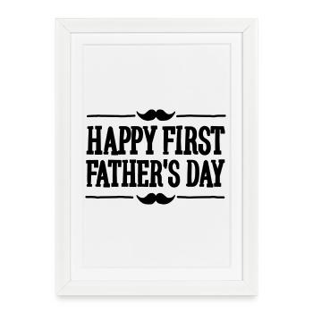 Happy 1st ( first ) father's day - Affiche encadrée (27 × 37 cm) - blanc - Devant