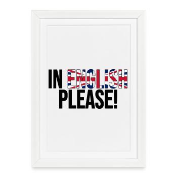 en anglais s'il vous plaît (noir) - Affiche encadrée (27 × 37 cm) - blanc - Devant