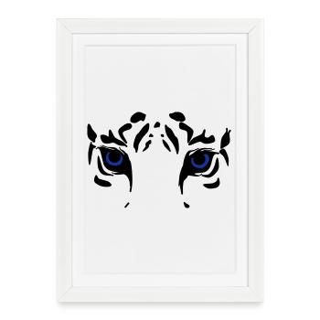 tête de tigre - Affiche encadrée (27 × 37 cm) - blanc - Devant