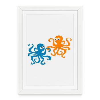 Octopus Valentine’s Day Comic Sea Octopus Enfant - Affiche encadrée (27 × 37 cm) - blanc - Devant
