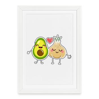Avocat Rencontre l’ail - Affiche encadrée (27 × 37 cm) - blanc - Devant