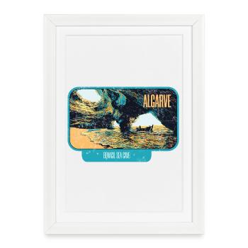 Algarve Portugal, Cave Benagil Beach Summer Sun - Framed poster (27 × 37 cm) - white - Front