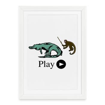 Monkey and crocodile - Framed poster (27 × 37 cm) - white - Front