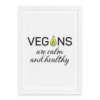 Vegans are calm and healthy - Framed poster (27 × 37 cm) - white - Front