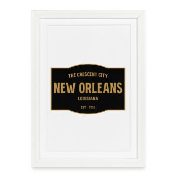 Or du Bouclier Vintage de la Nouvelle-Orléans - Affiche encadrée (27 × 37 cm) - blanc - Devant