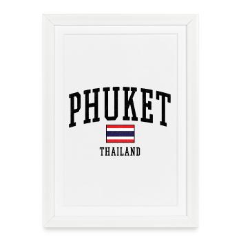 Motif du drapeau de Phuket Thaïlande - Affiche encadrée (27 × 37 cm) - blanc - Devant