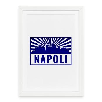 Tampon bleu Napoli Skyline - Affiche encadrée (27 × 37 cm) - blanc - Devant
