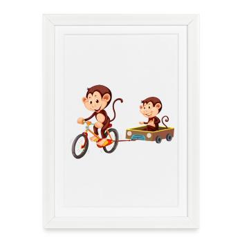 Funny cute monkey - Framed poster (27 × 37 cm) - white - Front