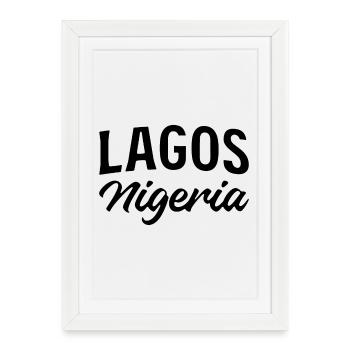 Lagos Nigeria - Lettrage vintage - Affiche encadrée (27 × 37 cm) - blanc - Devant