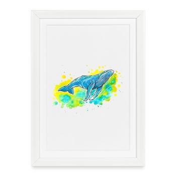 Baleine à bosse - Affiche encadrée (27 × 37 cm) - blanc - Devant