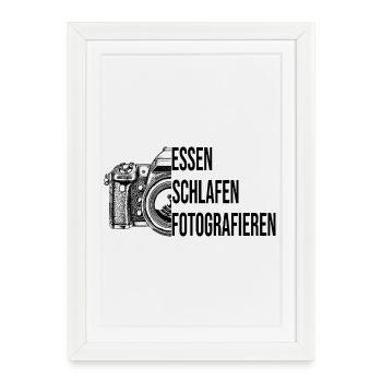 Essen - Schlafen - Fotografieren - Gerahmtes Poster (27 × 37 cm) - Weiß - Vorne