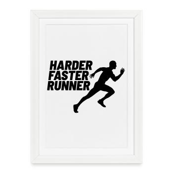 coureur plus dur et plus rapide - Affiche encadrée (27 × 37 cm) - blanc - Devant