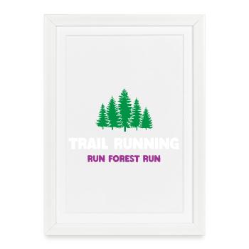 Course à pied - Run Forest Run - Affiche encadrée (27 × 37 cm) - blanc - Devant