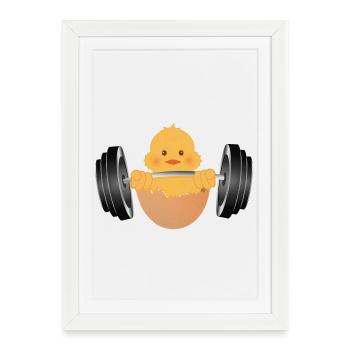 Bodybuilder chick with dumbbell during workout - Framed poster (27 × 37 cm) - white - Front