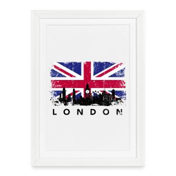 Union Jack Skyline Silhouette - Framed poster (27 × 37 cm) - white - Front
