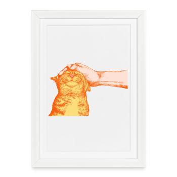 LE CHAT HEUREUX - Affiche encadrée (27 × 37 cm) - blanc - Devant
