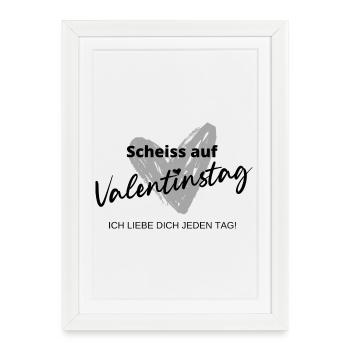 Fuck la Saint-Valentin - Affiche encadrée (27 × 37 cm) - blanc - Devant