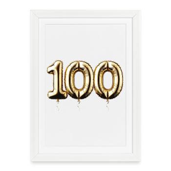 100 Years Gold Balloon Foil Balloon Gift - Framed poster (27 × 37 cm) - white - Front