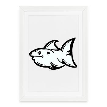Cartoonish shark for marine conservation - Framed poster (27 × 37 cm) - white - Front