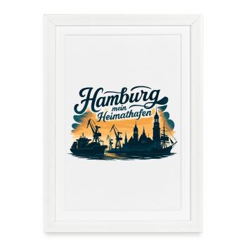 Hamburg My Homeport City Silhouette Gift - Framed poster (27 × 37 cm) - white - Front