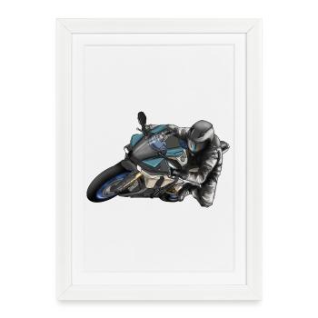 Adrénaline Conception de course de moto - Affiche encadrée (27 × 37 cm) - blanc - Devant