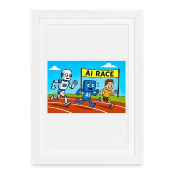 IA course course dessin animé - Affiche encadrée (27 × 37 cm) - blanc - Devant