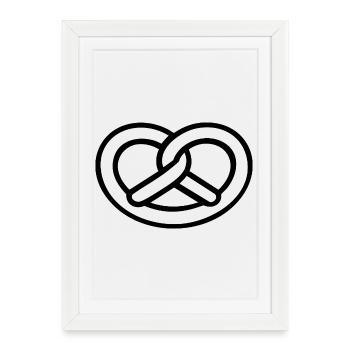 Minimalist Pretzels Motif - Framed poster (27 × 37 cm) - white - Front