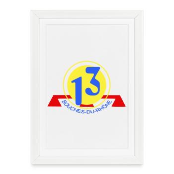 Logo 13 Bouches-du-Rhône - Affiche encadrée (27 × 37 cm) - blanc - Devant