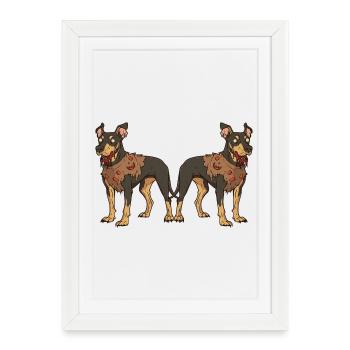 Doberman Dog Halloween Team Funny - Framed poster (27 × 37 cm) - white - Front