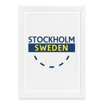 Stockholm Suède Texte en gras - Affiche encadrée (27 × 37 cm) - blanc - Devant