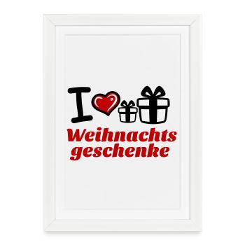 J’adore les cadeaux de Noël - Affiche encadrée (27 × 37 cm) - blanc - Devant