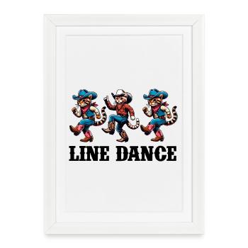 Drôles de chats dansant la danse en ligne - Affiche encadrée (27 × 37 cm) - blanc - Devant