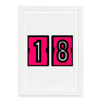 18. 18 ANS. 18e ANNIVERSAIRE. ANNIVERSAIRE 18 ANS. - Affiche encadrée (27 × 37 cm) - blanc - Devant