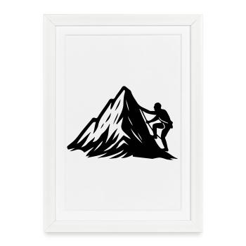 Montagnes Mountaineer Symbol - Affiche encadrée (27 × 37 cm) - blanc - Devant