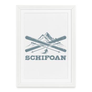 Schifoan | Après ski, sports d'hiver, vacances au ski - Affiche encadrée (27 × 37 cm) - blanc - Devant