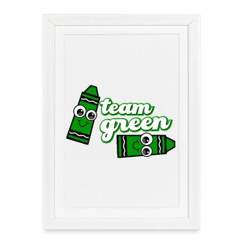 Smiling Crayon Green Team - Framed poster (27 × 37 cm) - white - Front